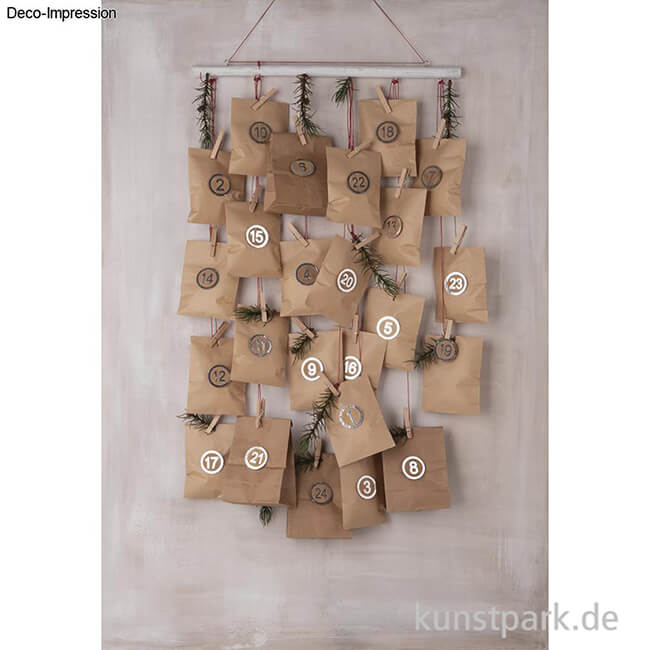 Artikelbild 2 des Artikels “Adventskalender Set mit Zahlen 1-24 und Zubehör, Karton, 13-16 cm “