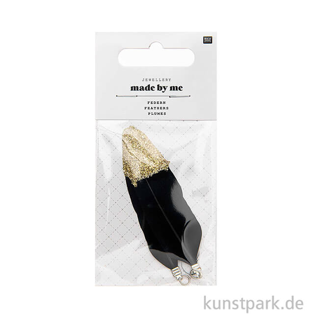 Artikelbild 2 des Artikels “Anhänger Federn - Schwarz-Gold, 2er Set “