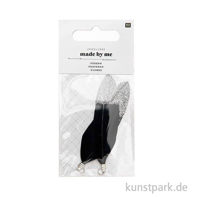 Artikelbild 2 des Artikels “Anhänger Federn - Schwarz-Silber, 2er Set “