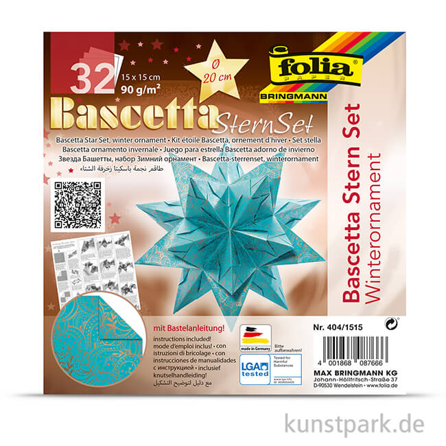 Artikelbild 2 des Artikels “Bascetta-Stern Bastelset - Türkis-Winterornament Kupfer, 90g 15 x 15 cm“