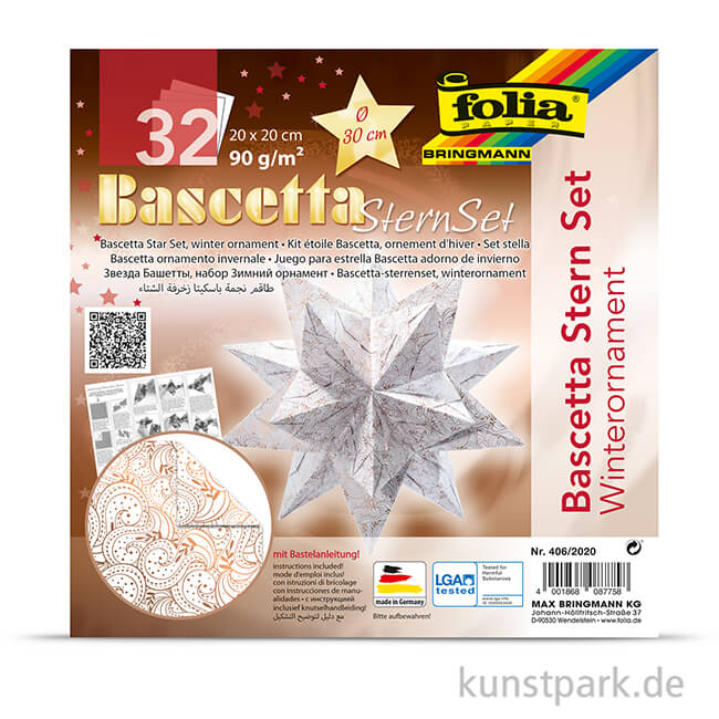 Artikelbild 2 des Artikels “Bascetta-Stern Bastelset - Weiß-Winterornament Kupfer, 90g 20 x 20 cm“