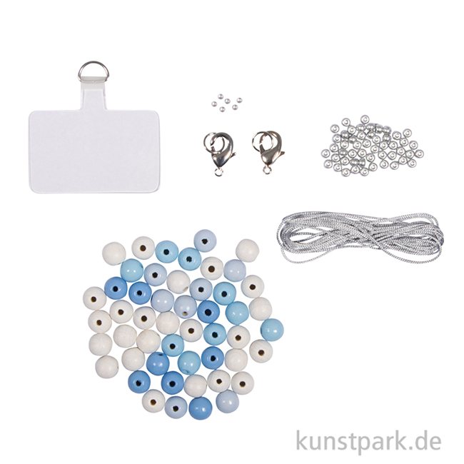 Artikelbild 2 des Artikels “Bastelset Handyketten aus Holzperlen, Hellblau “