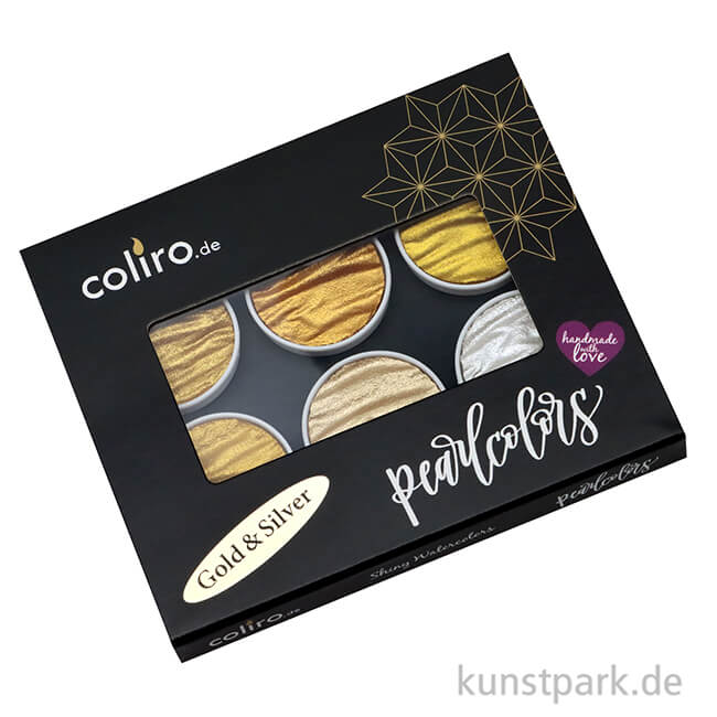 Artikelbild 2 des Artikels “COLIRO Pearl Colors - 6 Perlglanzfarben im Metallkasten, Gold + Silber “