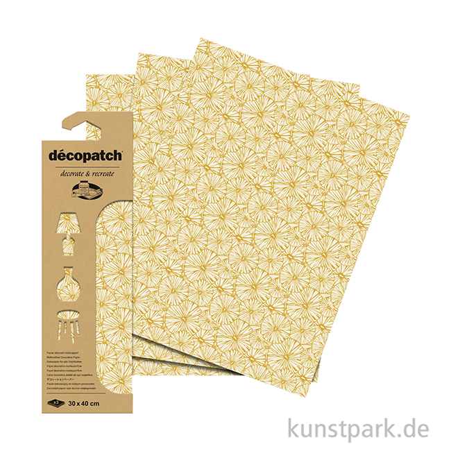 Artikelbild 2 des Artikels “DECOPATCH Papier 790 Blumen Gold-Weiß, 3 Stück “