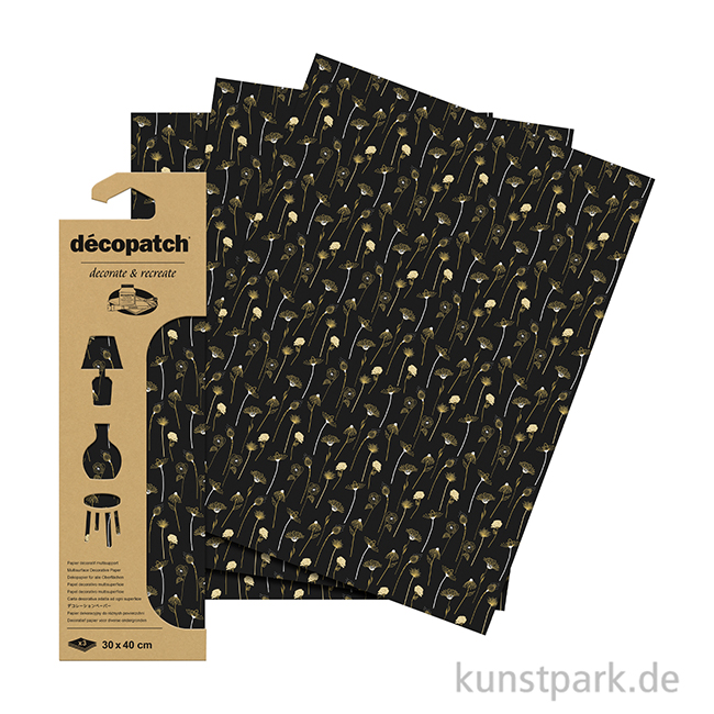 Artikelbild 2 des Artikels “DECOPATCH Papier 888 Blumen Gold-Schwarz, 3 Stück “