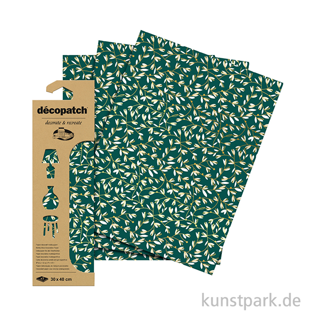 Artikelbild 2 des Artikels “DECOPATCH Papier 938 Blumen Gold-Grün, 3 Stück “