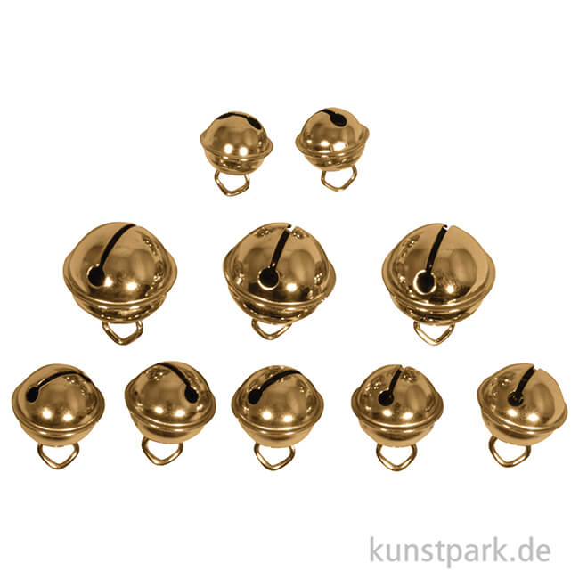 Artikelbild 2 des Artikels “Deko-Metallglöckchen zum Basteln, Gold, 11 / 15 / 19 mm, 10 Stück “