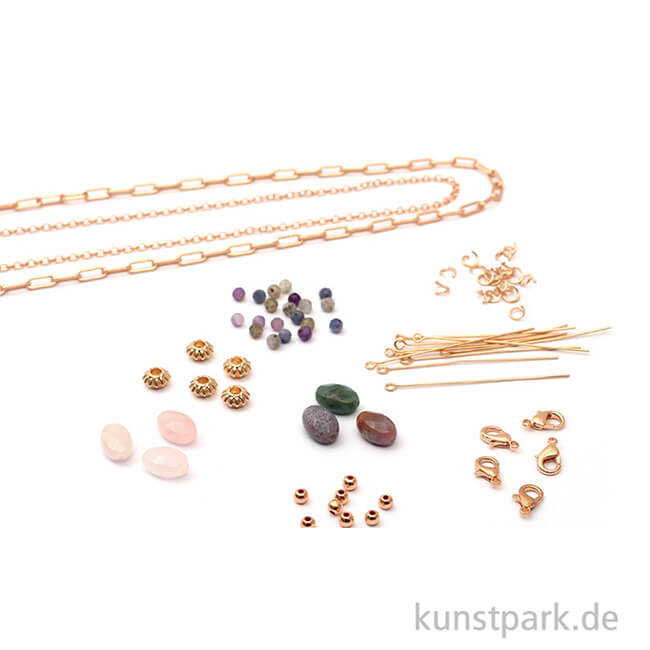 Artikelbild 2 des Artikels “DIY Schmuck Bastelset - Armbänder + Halsketten mit Steinen, Gold “