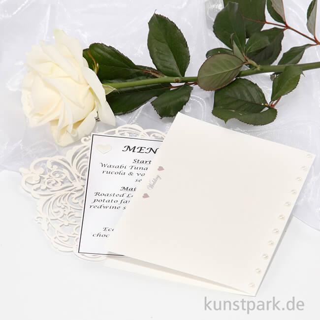 Artikelbild 2 des Artikels “Doppelkarte mit feinem Ausschnitt & Umschlag, 12 x 17,7 cm, 5 Stück - creme “