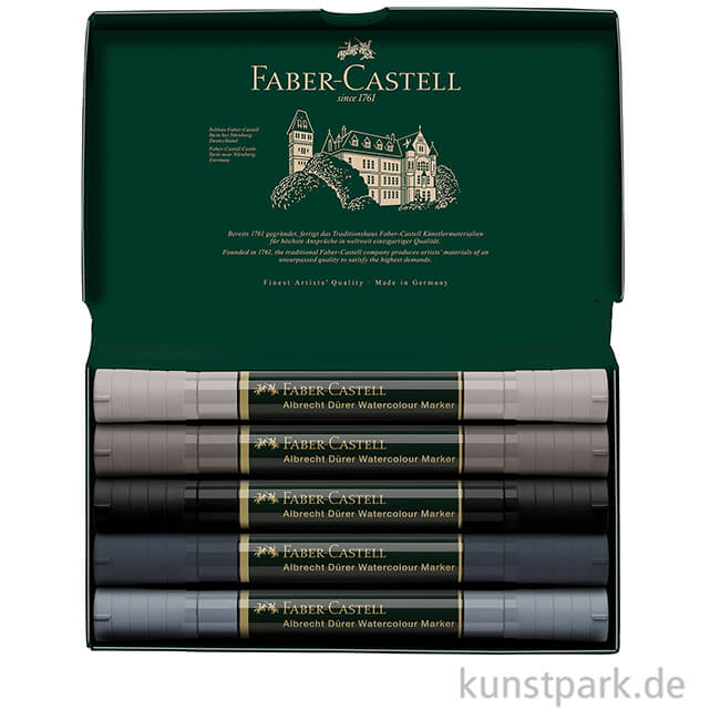 Artikelbild 2 des Artikels “Faber-Castell ALBRECHT DÜRER, 5 Aquarellmarker als Grautöne-Set “