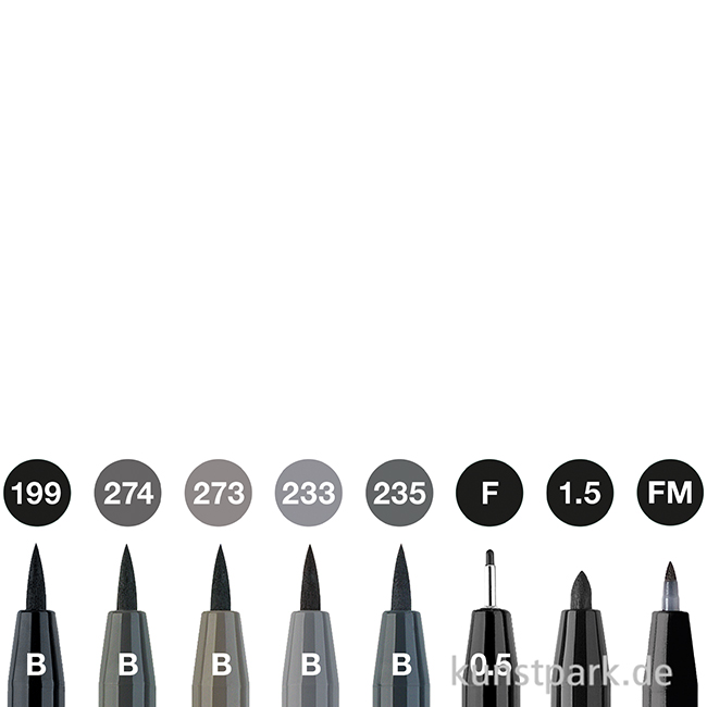 Artikelbild 2 des Artikels “Faber-Castell PITT Artist Pen Brush - 8er Set - Schwarz & Grau “