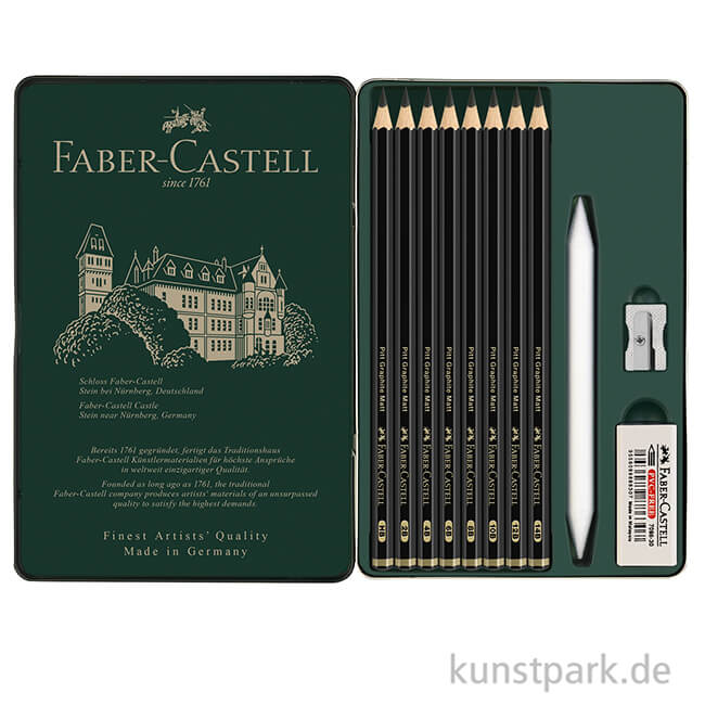 Artikelbild 2 des Artikels “Faber-Castell PITT Graphite Matt - 11er Set mit Zubehör im Metalletui “