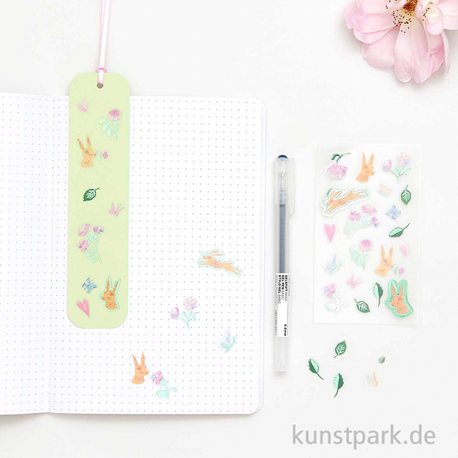Artikelbild 2 des Artikels “Foliensticker - La Vie en Rose, Blumen + Hasen, 4 Bögen “