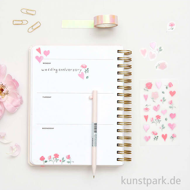 Artikelbild 2 des Artikels “Foliensticker - La Vie en Rose, Herzen + Blumen, 4 Bögen “
