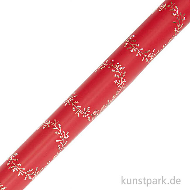 Artikelbild 2 des Artikels “Geschenkpapier - Rot mit goldenen Kränzen, 200 x 70 cm “