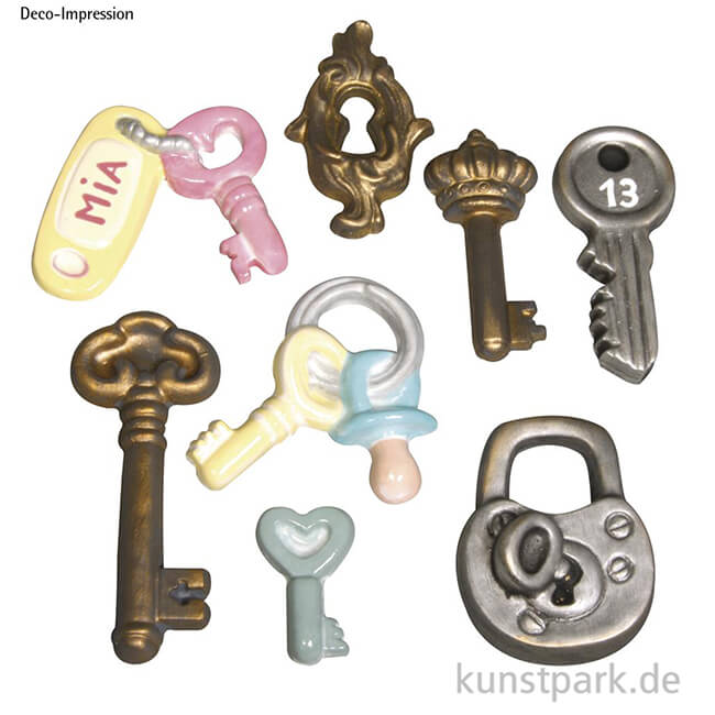 Artikelbild 2 des Artikels “Gießform - Glücks-Schlüssel, 8 Motive, 3,5 - 7 cm “