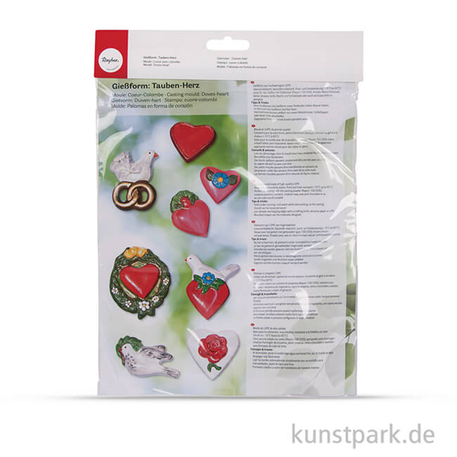 Artikelbild 2 des Artikels “Gießform - Tauben-Herz, 8 Motive, 3,5 - 7 cm “