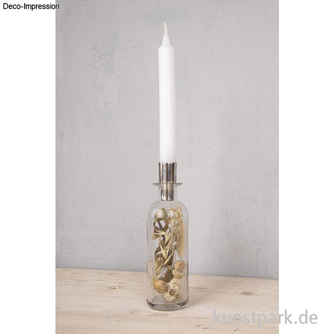Artikelbild 2 des Artikels “Glasvase mit Trockenblumen + Kerzenhalter für Stabkerze, 5,5 x 18,5 cm “