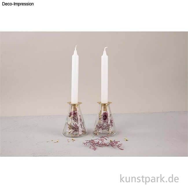 Artikelbild 2 des Artikels “Glasvase mit Trockenblumen + Kerzenhalter für Stabkerze, ø 8 x 12,5 cm “