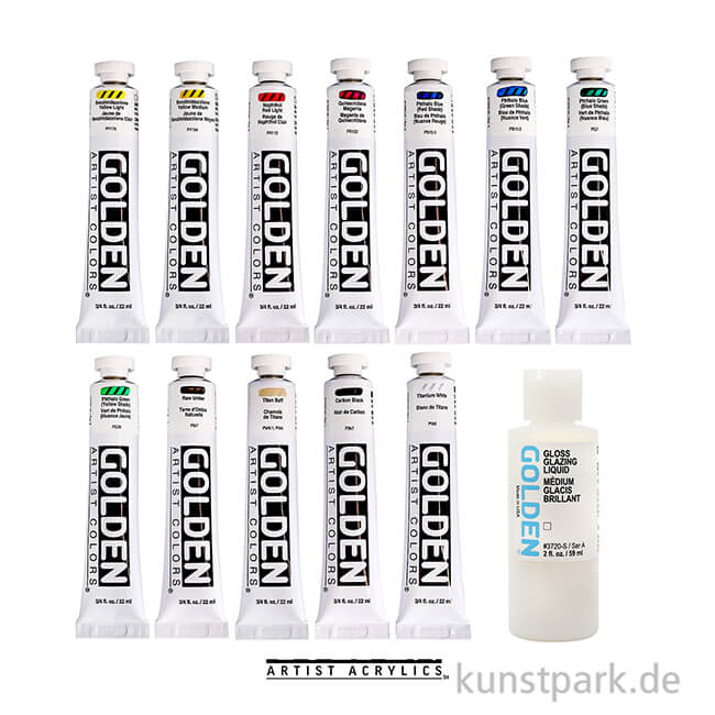 Artikelbild 2 des Artikels “GOLDEN Heavy Body Acryl - Mixing Set, 12 x 22 ml + Glazing Liquid “