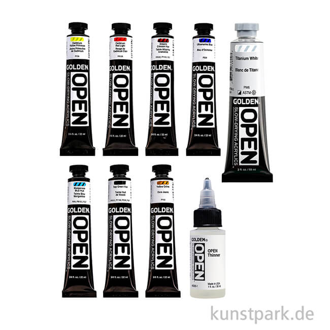 Artikelbild 2 des Artikels “GOLDEN Open Acryl Landscape Set, 7 x 22 ml + Titanium White + Thinner “