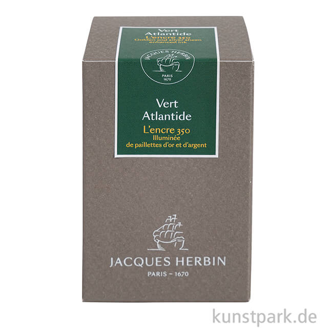 Artikelbild 2 des Artikels “HERBIN Tinte 350 mit Gold- und Silberschimmer - Vert Atlantide, 50 ml “