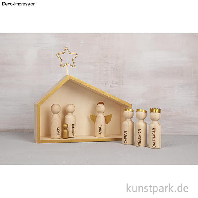 Artikelbild 2 des Artikels “Holz Krippe mit Figuren, Natur, 22 x 5,6 x 21,5 cm, 9-teilig “