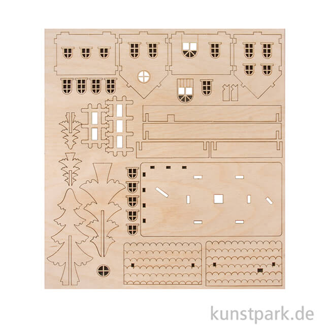 Artikelbild 2 des Artikels “Holzbausatz für 1 Häuschen, 17,5x9,4x14 cm, 30-teilig “