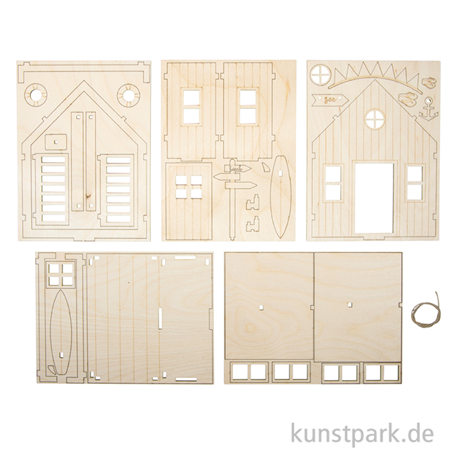 Artikelbild 2 des Artikels “Holzbausatz Strandhaus, Natur, 13,5 x 13 x 18 cm, 36-teilig “
