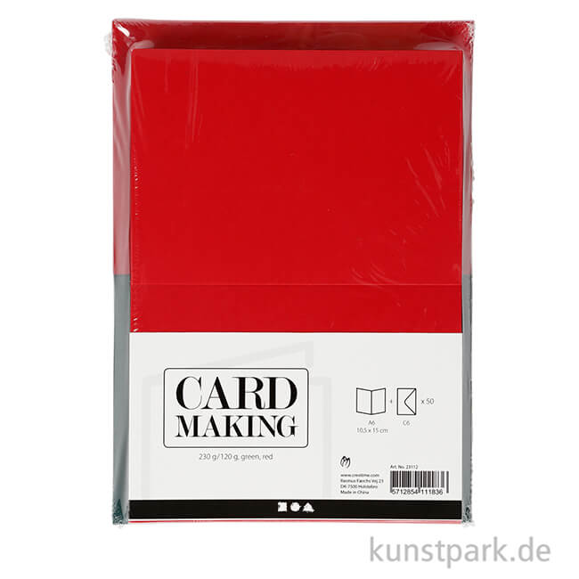 Artikelbild 2 des Artikels “Karten und Kuverts - Grün-Rot, 10,5x15 cm, 50 Sets sortiert “
