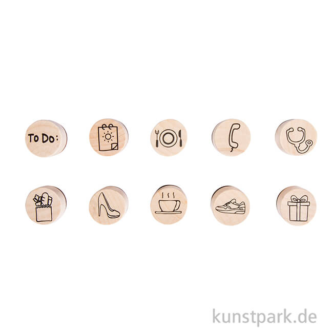 Artikelbild 2 des Artikels “Mini Holzstempel-Set - Plan, 2 cm, 10 Stück sortiert “