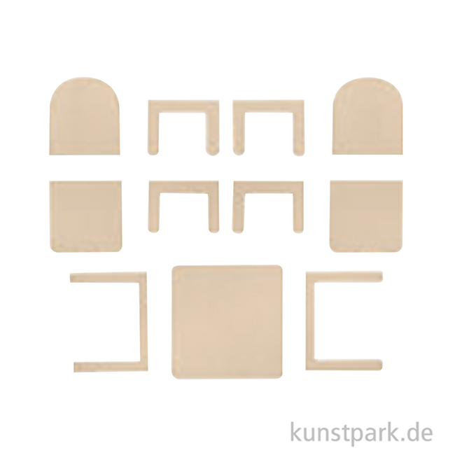 Artikelbild 2 des Artikels “Miniatur Holzbausatz - Esszimmer Set, Tisch + 2 Stühle, 9 x 8 cm “