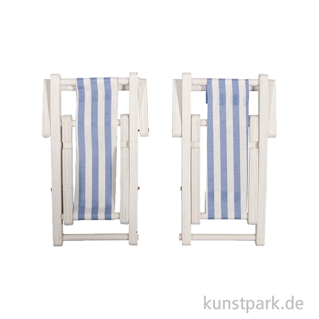 Artikelbild 2 des Artikels “Miniatur Sonnenliegen, Holz, Blau Weiß, 9 x 5,5 cm, 2 Stück “