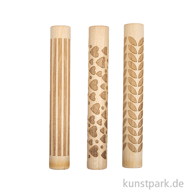 Artikelbild 2 des Artikels “Motivwalze - Roller mit Muster, Holz, Love, 11 x 1,5 cm, 3 Stück “