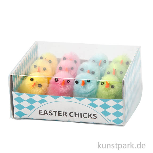 Artikelbild 2 des Artikels “Oster-Küken aus Chenille - 4 Pastellfarben, Höhe 30 mm, 12 Stück “