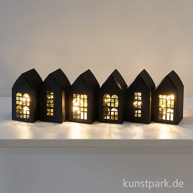 Artikelbild 2 des Artikels “Papphäuser zum Aufhängen, Schwarz, 9 x 4,5 x 4,5 cm, 6 Stück “