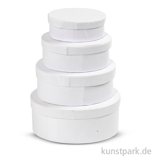 Artikelbild 2 des Artikels “Pappschachtel-Set - oval, weißer Karton, handgearbeitet, 4 Stück “