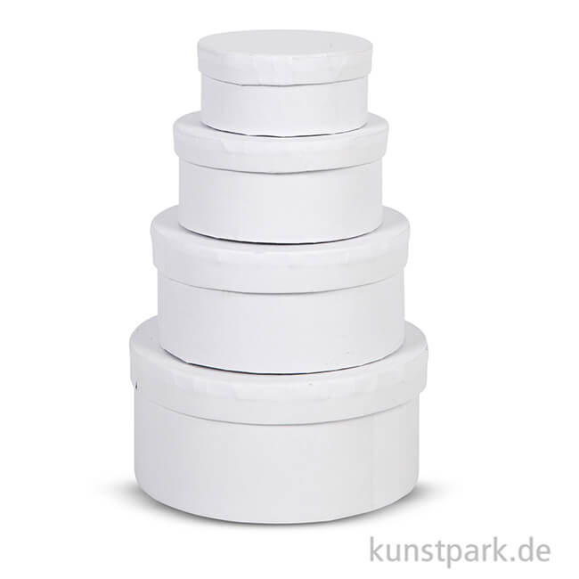 Artikelbild 2 des Artikels “Pappschachtel-Set - rund, weißer Karton, handgearbeitet, 4 Stück “