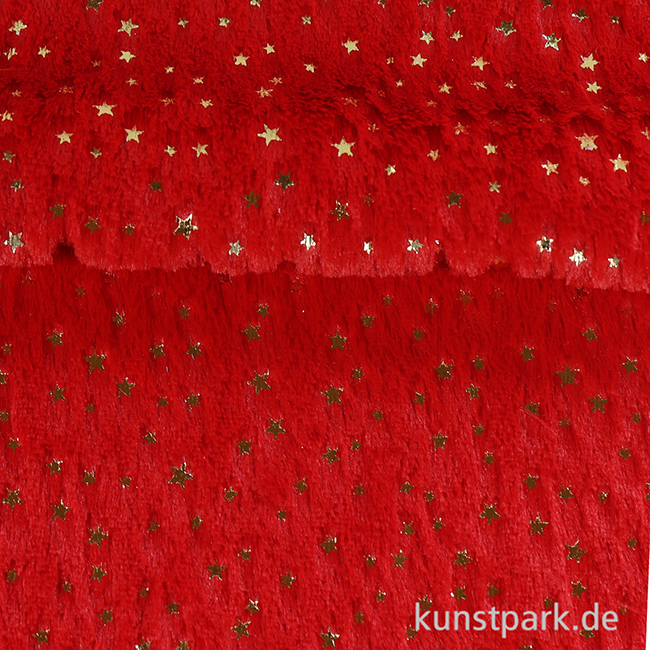 Artikelbild 2 des Artikels “Plüschstoff mit Sternen - Rot, 30 x 40 cm “