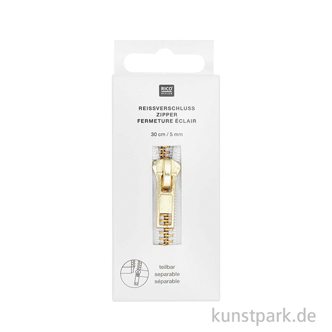 Artikelbild 2 des Artikels “Reißverschluss, Metall, Gold, Offwhite, 5 mm, 30 cm “