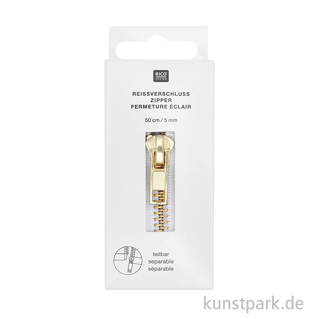 Artikelbild 2 des Artikels “Reißverschluss, Metall, Gold, Offwhite, 5 mm, 50 cm “