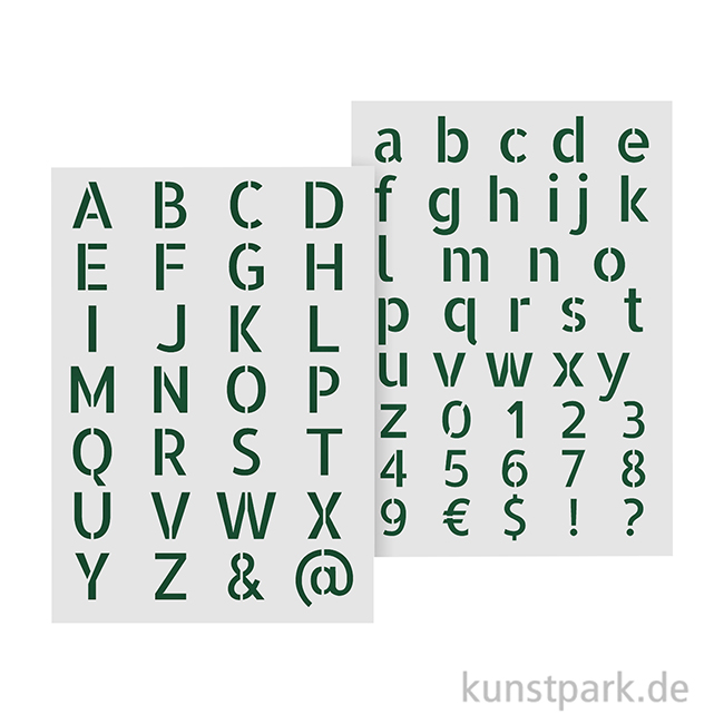 Artikelbild 2 des Artikels “Schablonen - Alphabet Set, Groß + Kleinbuchstaben, Modern, A4 “
