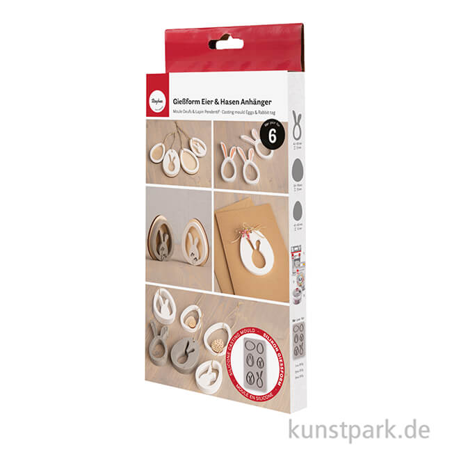 Artikelbild 2 des Artikels “Silikon Gießform - Eier + Hasen Anhänger, 14,5 x 26 x 1,5 cm “