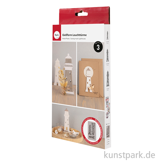 Artikelbild 2 des Artikels “Silikon Gießform - Leuchttürme, 14,5 x 26 x 2 cm “