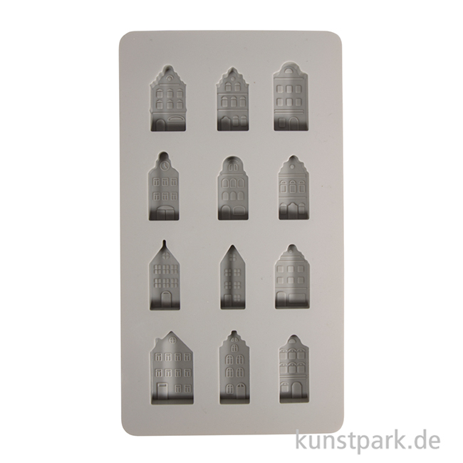 Artikelbild 2 des Artikels “Silikon Gießform - Mini Nordic Häuser, 12 Motive, 14,5 x 26 x 1,5 cm “