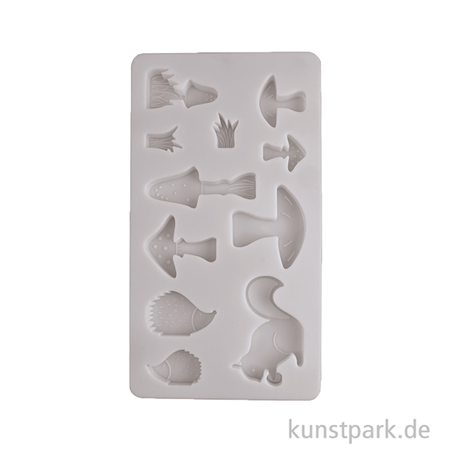 Artikelbild 2 des Artikels “Silikon Gießform - Pilze + Tiere, 11 Herbstmotive, 14,5 x 26 x 1,5 cm “
