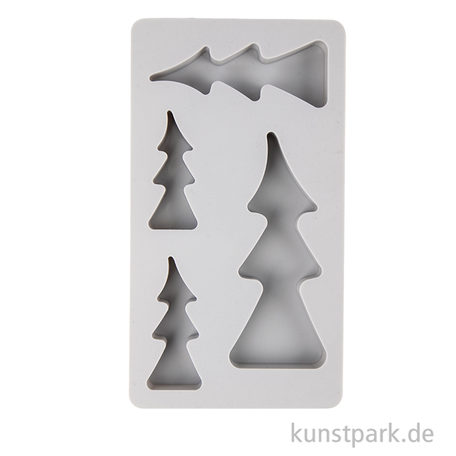 Artikelbild 2 des Artikels “Silikon Gießform - Tannenbäume, 4 Motive, 14,5 x 26 x 2 cm “