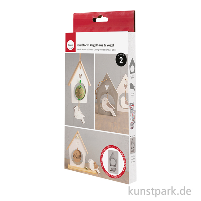 Artikelbild 2 des Artikels “Silikon Gießform - Vogelhaus + Vogel, 14,5 x 26 x 2 cm “