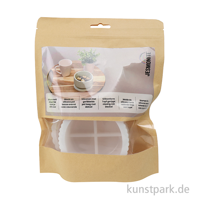 Artikelbild 2 des Artikels “Silikonform Dose mit Deckel, geriffelt, Durchmesser 10,8 cm, H 5,8 cm “