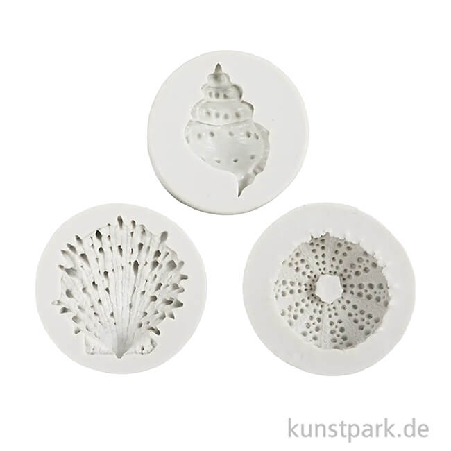 Artikelbild 2 des Artikels “Silikonformen, Seeigel, Muscheln, Höhe 1,5-2 cm, ⌀ 3,5-6 cm, 3 Stück “